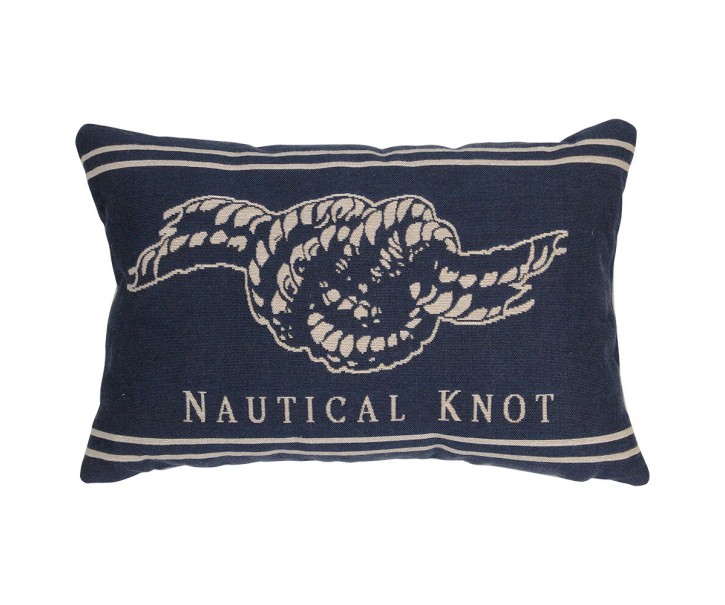 Béžovo-modrý gobelínový polštář s uzlem Nautical knot - 45*15*30cm Mars & More 
