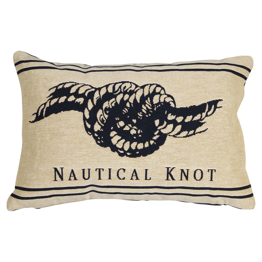 Béžovo-modrý gobelínový polštář s uzlem Nautical knot - 45*15*30cm Mars & More Béžovo-modrý gobelínový polštář s uzlem Nautical knot - 45*15*30cm Mars & More