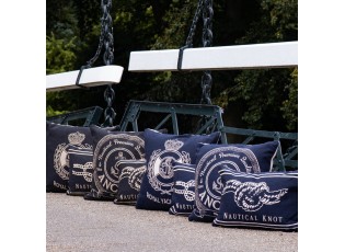 Béžovo-modrý gobelínový polštář s uzlem Nautical knot - 45*15*30cm