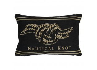 Béžovo-černý gobelínový polštář s uzlem Nautical knot - 45*15*30cm
