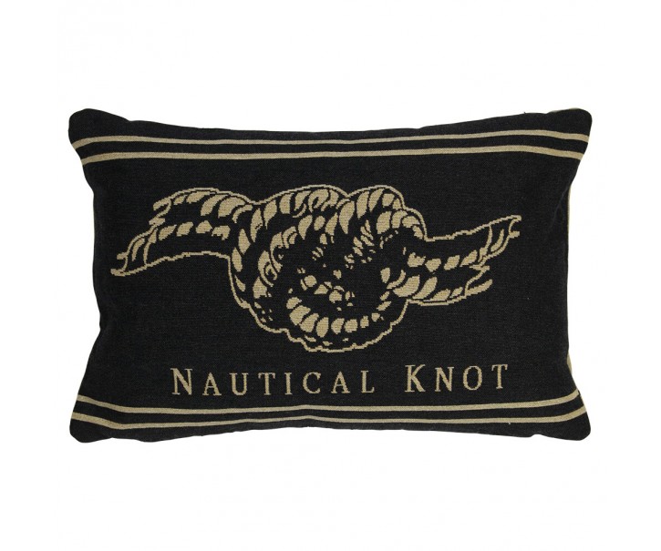 Béžovo-černý gobelínový polštář s uzlem Nautical knot - 45*15*30cm Mars & More 