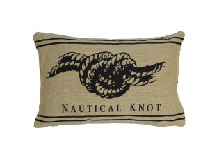 Béžovo-černý gobelínový polštář s uzlem Nautical knot - 45*15*30cm