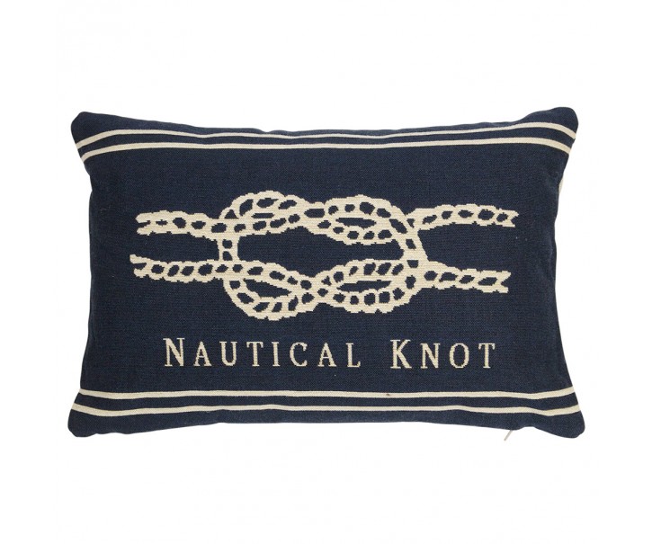 Béžovo-modrý gobelínový polštář s uzlem Nautical knot I - 45*15*30cm Mars & More 