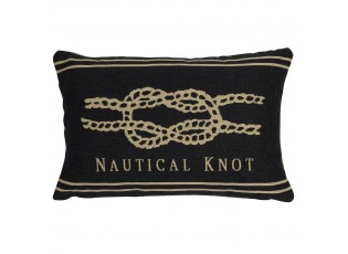 Béžovo-černý gobelínový polštář s uzlem Nautical knot I - 45*15*30cm