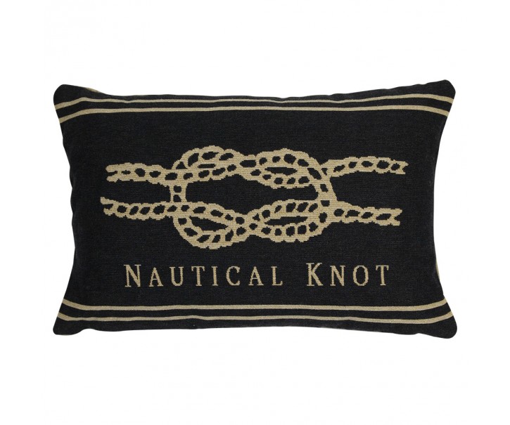 Béžovo-černý gobelínový polštář s uzlem Nautical knot I - 45*15*30cm Mars & More 