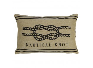 Béžovo-černý gobelínový polštář s uzlem Nautical knot I - 45*15*30cm