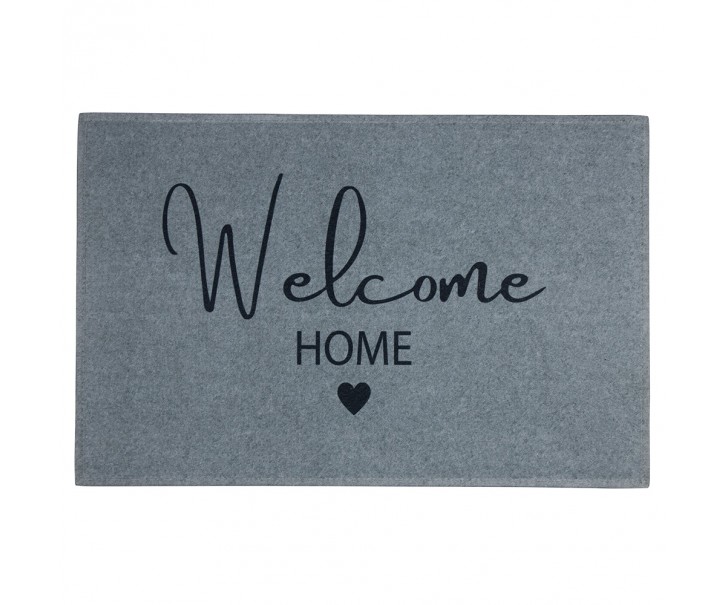 Šedá podlahová rohožka se srdíčkem Welcome Home - 75*50*1cm Mars & More 