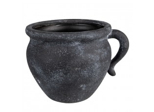 Granitový antik keramický obal na květináč s uchem Granit - 20*16*14cm