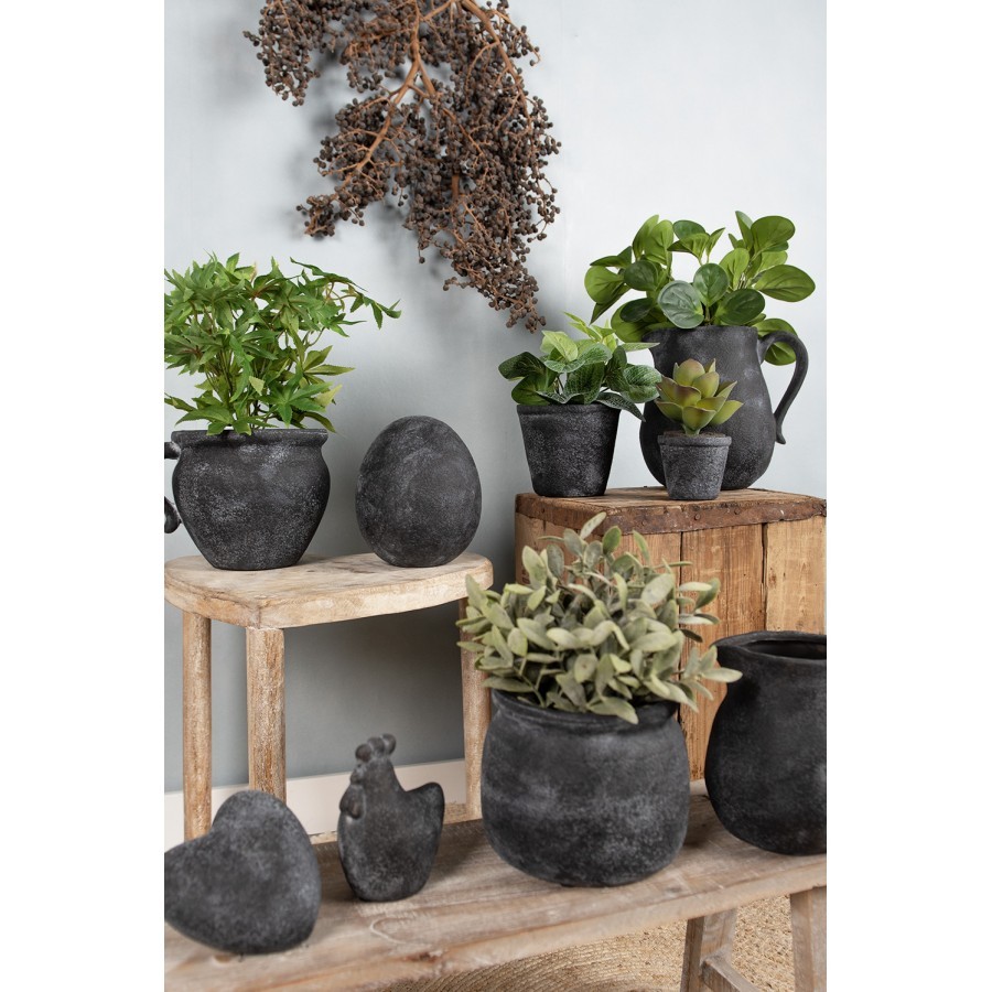 Granitový antik keramický obal na květináč s uchem Granit - 20*16*14cm Clayre & Eef Granitový antik keramický obal na květináč s uchem Granit - 20*16*14cm Clayre & Eef