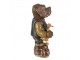 Hnědo-zelená dekorativní figurka pes držící kachnu - 16*14*34 cm Clayre & Eef