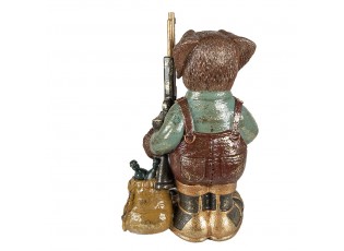 Hnědo-zelená dekorativní figurka pes držící pušku - 20*13*32 cm