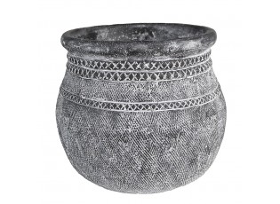 Granitový antik cementový obal na květináč se zdobením - Ø 32*29 cm