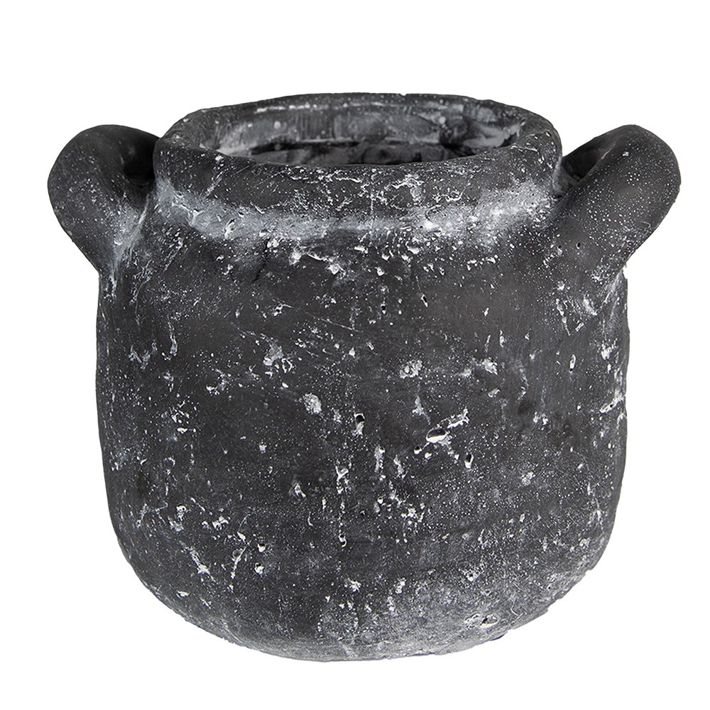 Granitový antik cementový obal na květináč s uchy - 17*15*13 cm