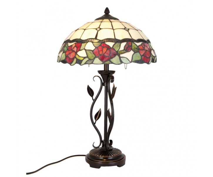 Stolní lampa Tiffany s růžemi Rosalin - Ø 35*61 cm 2x E27/60W Clayre & Eef