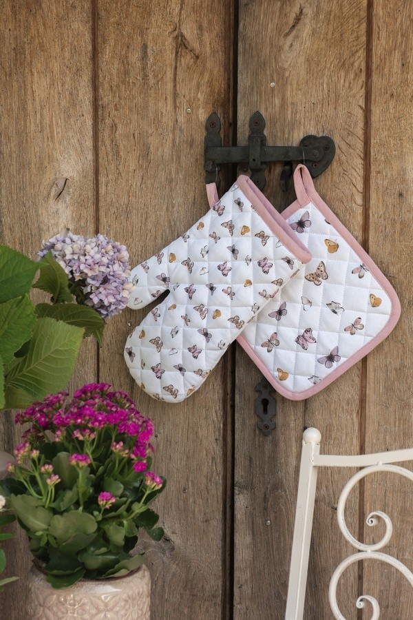 Bavlněná chňapka podložka s motýlky Butterfly Paradise - 20*20 cm Clayre & Eef Bavlněná chňapka podložka s motýlky Butterfly Paradise - 20*20 cm Clayre & Eef