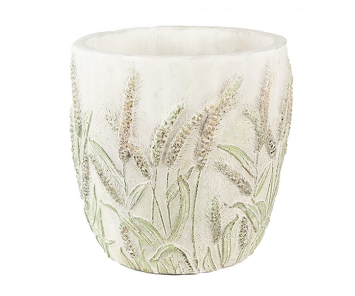 Cementový obal na květináč s jitrocelem Plantain S - Ø13*13 cm Clayre & Eef