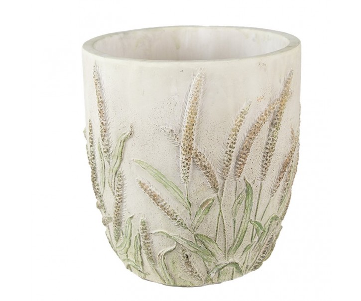 Cementový obal na květináč s jitrocelem Plantain M - Ø16*17 cm Clayre & Eef