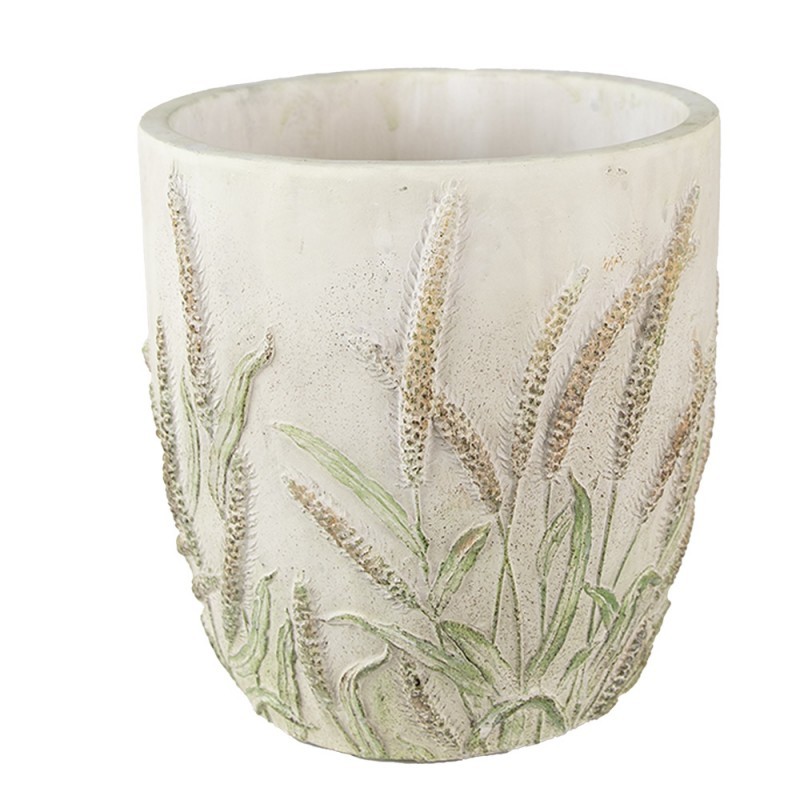 Cementový obal na květináč s jitrocelem Plantain L - Ø20*20 cm Clayre & Eef Cementový obal na květináč s jitrocelem Plantain L - Ø20*20 cm Clayre & Eef