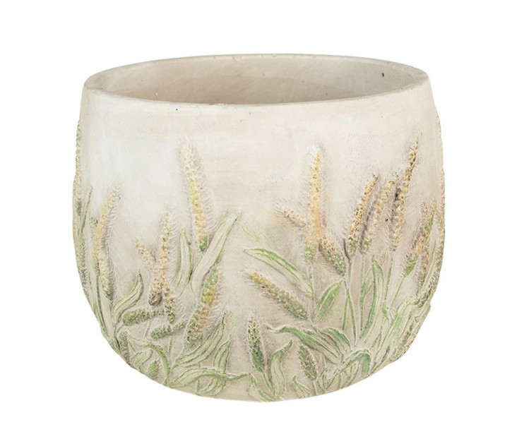 Cementový obal na květináč s jitrocelem Plantain S - Ø14*11cm Clayre & Eef