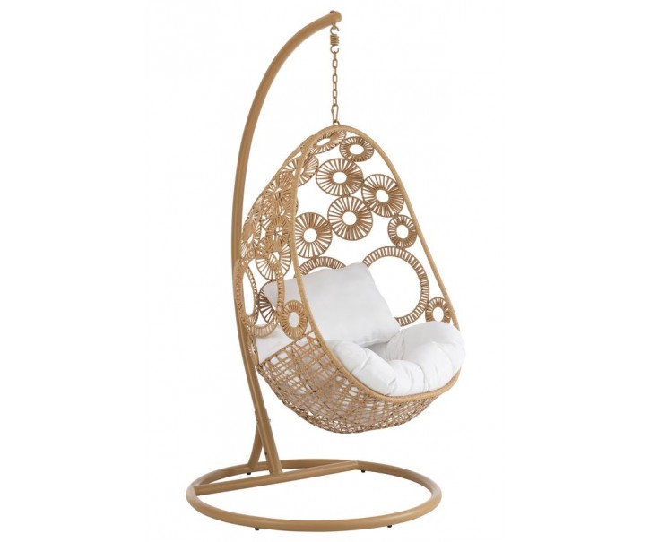 Béžové závěsné ratanové křeslo Bule Beige - 113*103*197 cm J-Line by Jolipa