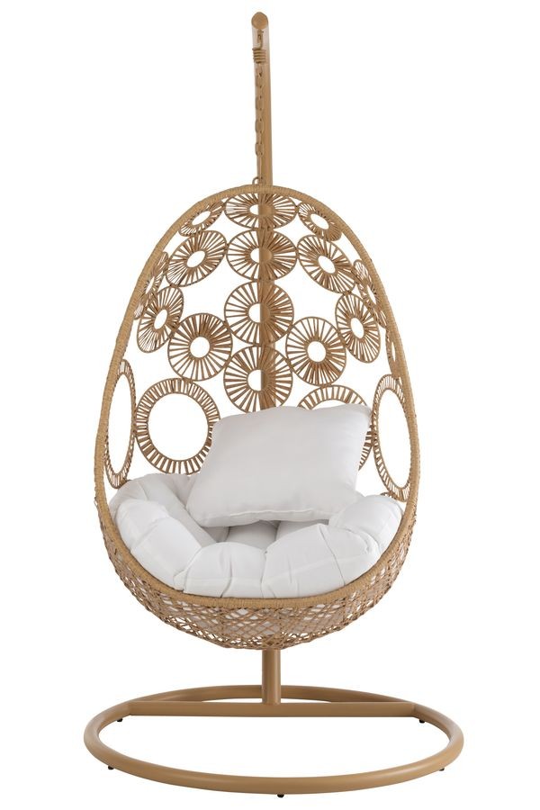Béžové závěsné ratanové křeslo Bule Beige - 113*103*197 cm J-Line by Jolipa Béžové závěsné ratanové křeslo Bule Beige - 113*103*197 cm J-Line by Jolipa