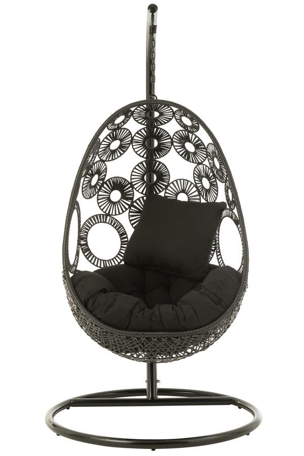 Černé závěsné ratanové křeslo Bule Black - 113*103*197 cm J-Line by Jolipa Černé závěsné ratanové křeslo Bule Black - 113*103*197 cm J-Line by Jolipa