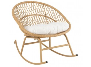 Béžové ratanové zahradní houpací křeslo Zayo Beige - 118*82*78 cm