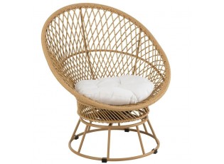 Béžové ratanové zahradní točící křeslo Zayo Beige - 88*92*100cm