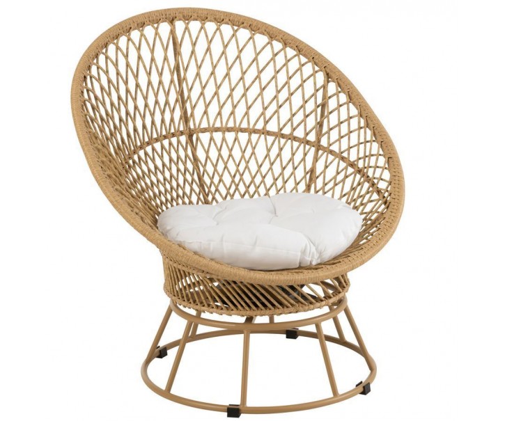 Béžové ratanové zahradní točící křeslo Zayo Beige - 88*92*100cm J-Line by Jolipa
