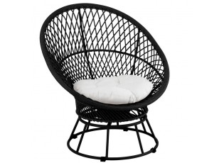 Černé ratanové zahradní točící křeslo Zayo Black - 88*92*100cm