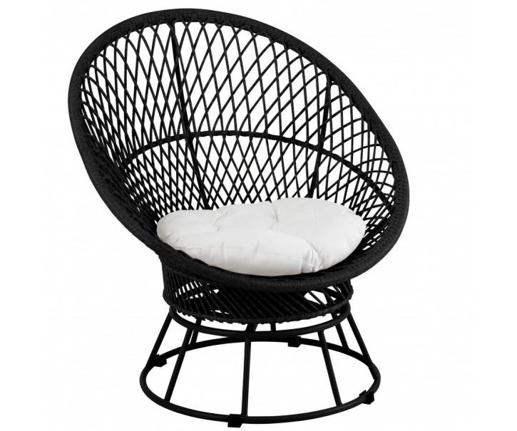 Černé ratanové zahradní točící křeslo Zayo Black - 88*92*100cm J-Line by Jolipa