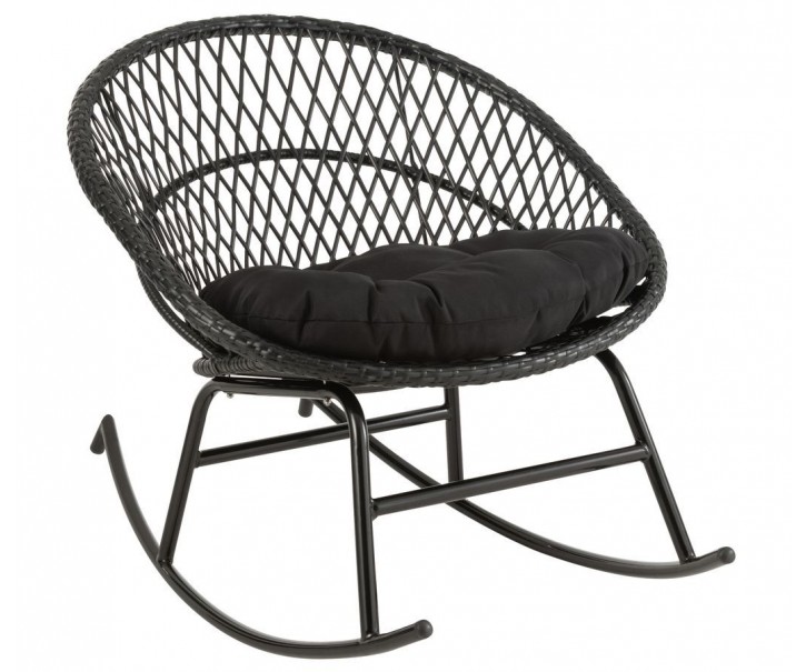 Černé ratanové zahradní houpací křeslo Zayo Black - 118*82*78 cm J-Line by Jolipa