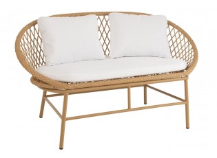 Béžová ratanová zahradní dvojsedačka Zayo Beige - 129*61*81cm