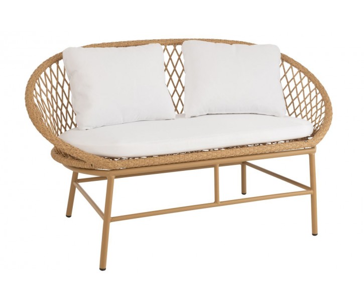 Béžová ratanová zahradní dvojsedačka Zayo Beige - 129*61*81cm J-Line by Jolipa