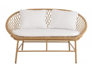 Béžová ratanová zahradní dvojsedačka Zayo Beige - 129*61*81cm
