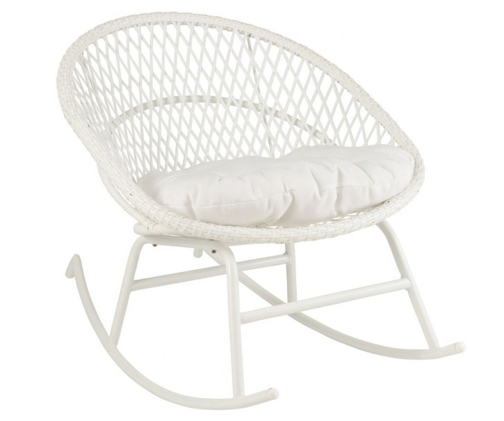 Bílé ratanové zahradní houpací křeslo Zayo White - 118*82*78 cm J-Line by Jolipa