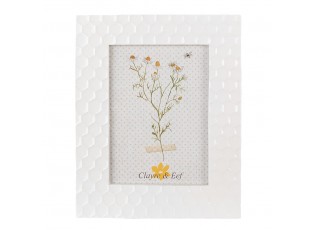 Bílý antik fotorámeček s dekorem plástve - 19*1*24 cm / 13*18 cm