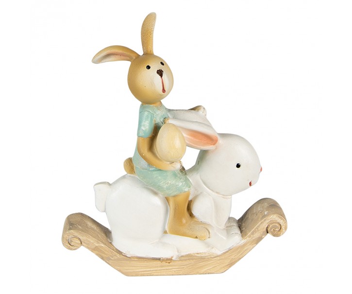 Dekorace socha králík na houpacím králíkovi - 10*4*11 cm Clayre & Eef