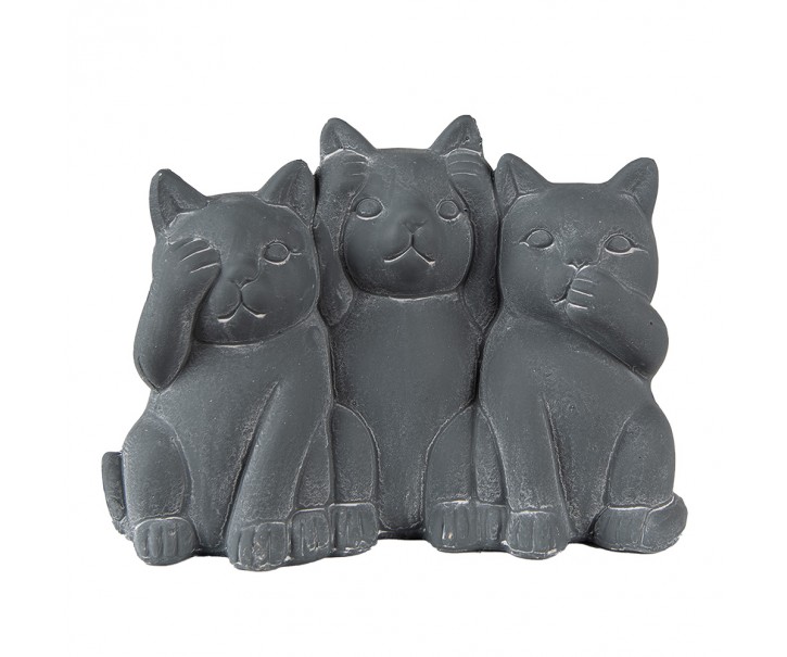 Šedá dekorace socha 3 kočky Cat Grey - 22*10*16 cm Clayre & Eef