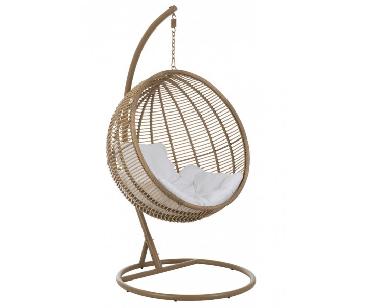 Závěsné béžové zahradní ratanové křeslo Lounge Beige -119*110*193 cm J-Line by Jolipa