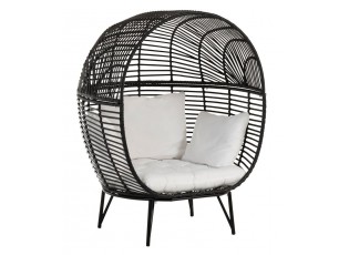 Černé ratanové zahradní křeslo Lounge Black Oval - 115*110*148 cm