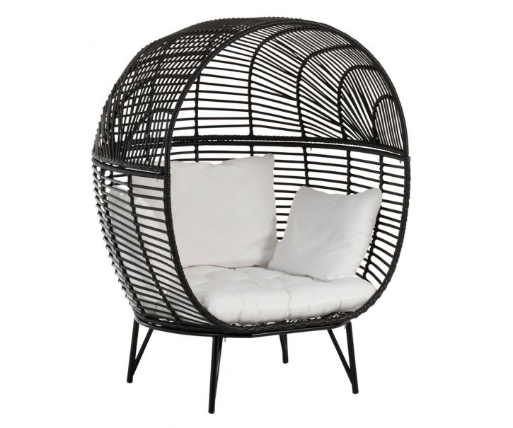 Černé ratanové zahradní křeslo Lounge Black Oval - 115*110*148 cm J-Line by Jolipa