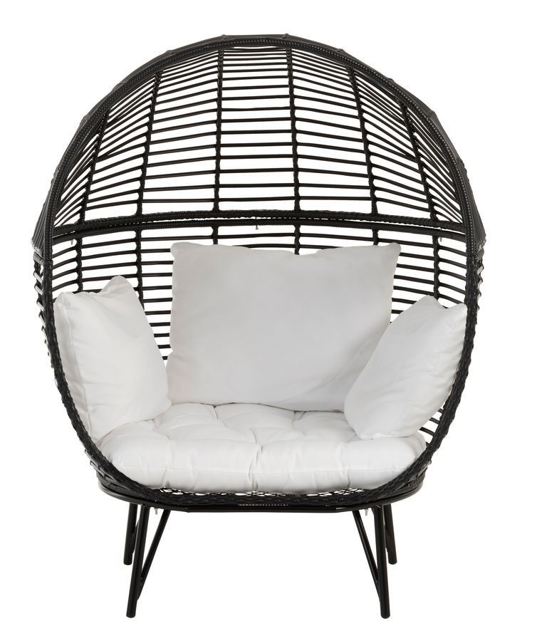 Černé ratanové zahradní křeslo Lounge Black Oval - 115*110*148 cm J-Line by Jolipa Černé ratanové zahradní křeslo Lounge Black Oval - 115*110*148 cm J-Line by Jolipa