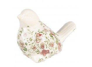Keramický dekorační ptáček s růžovými květy Lillia L - 19*11*14 cm