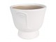 Bílý keramický obal na květináč s polovinou obličeje Facia M - Ø 14*12 cm Clayre & Eef
