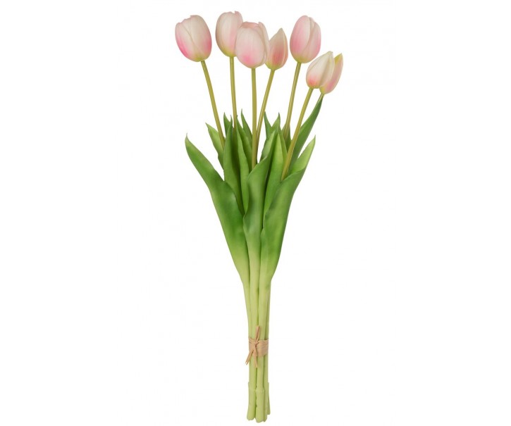 Kytice 7ks světle růžových realistických tulipánů Tulips - 45cm J-Line by Jolipa