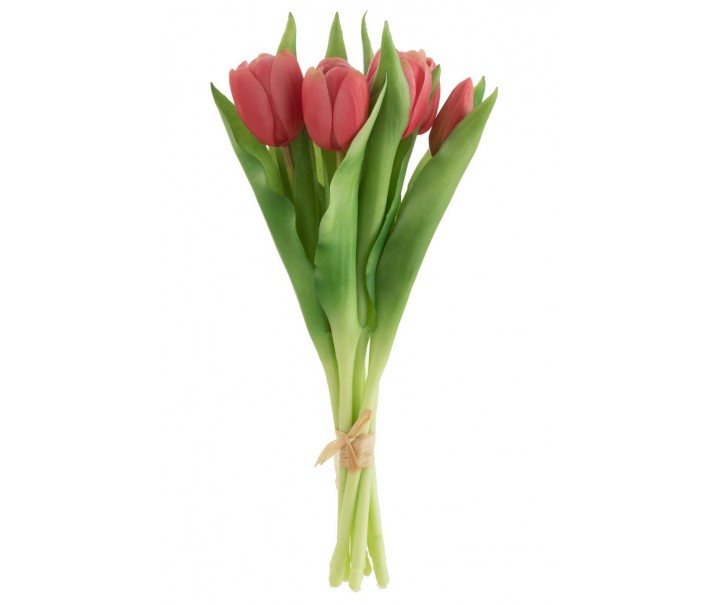 Kytice 7ks tmavě růžových realistických tulipánů Tulips - 31cm J-Line by Jolipa