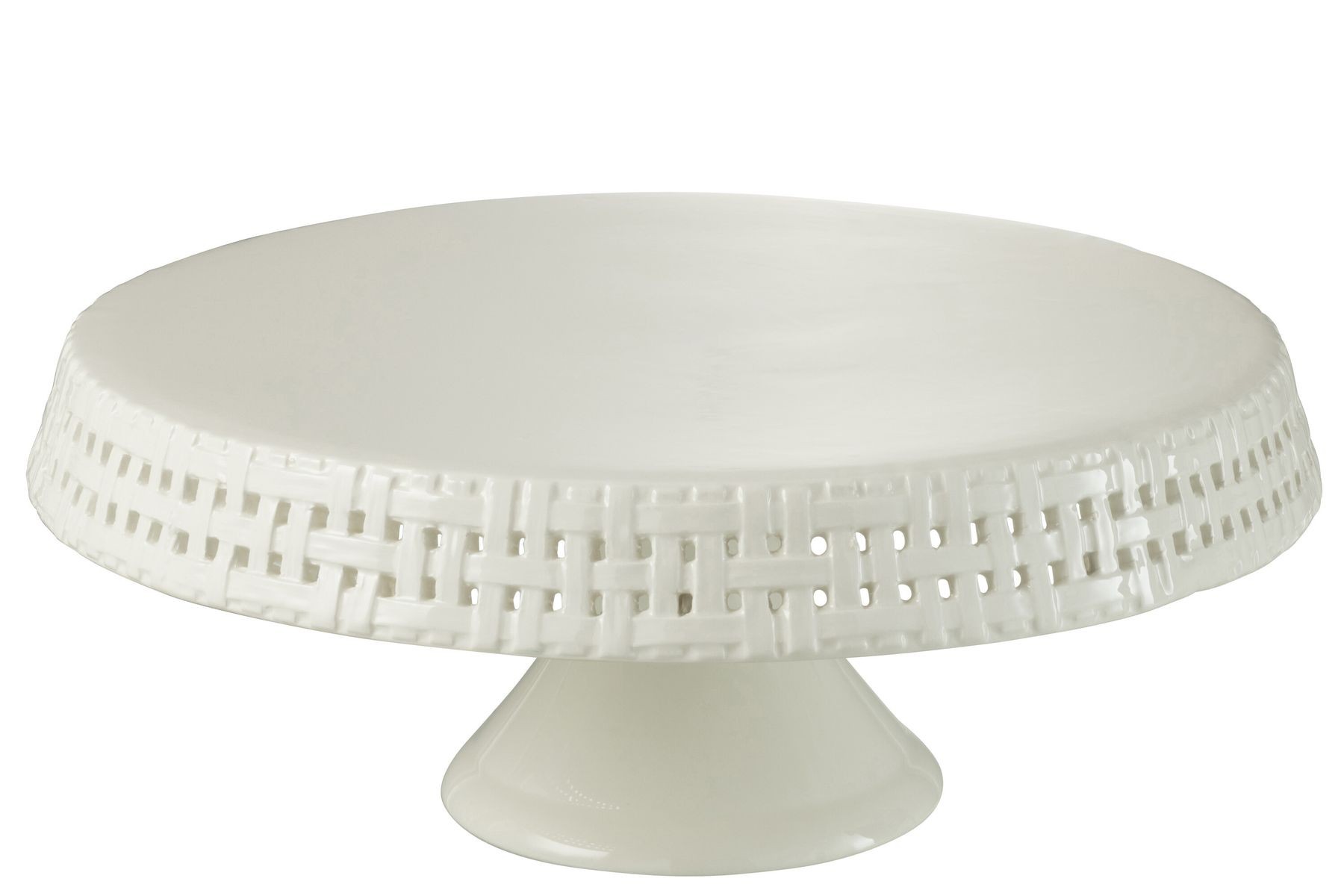 Bílý keramický podnos na noze Hella White - Ø 34*14cm