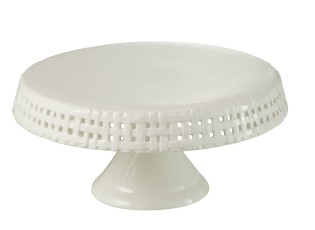 Bílý keramický podnos na noze Hella White M - Ø 25*12cm