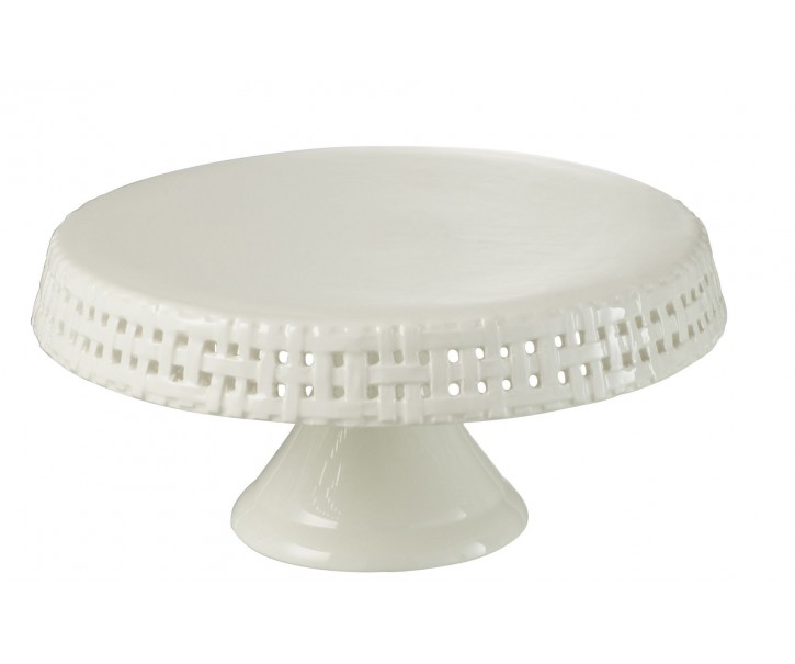 Bílý keramický podnos na noze Hella White M - Ø 25*12cm J-Line by Jolipa